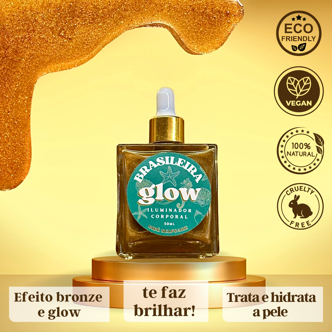 Kit Brilho - Iluminador corporal Brasileira Glow 100ml + Lip Gloss "Alegre" 6,5ml